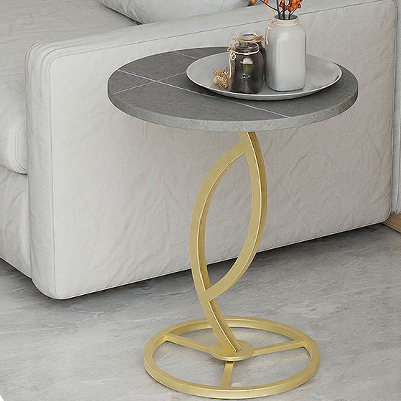 Round Slate Side Table Modern Minimalist Side Table for Living Room