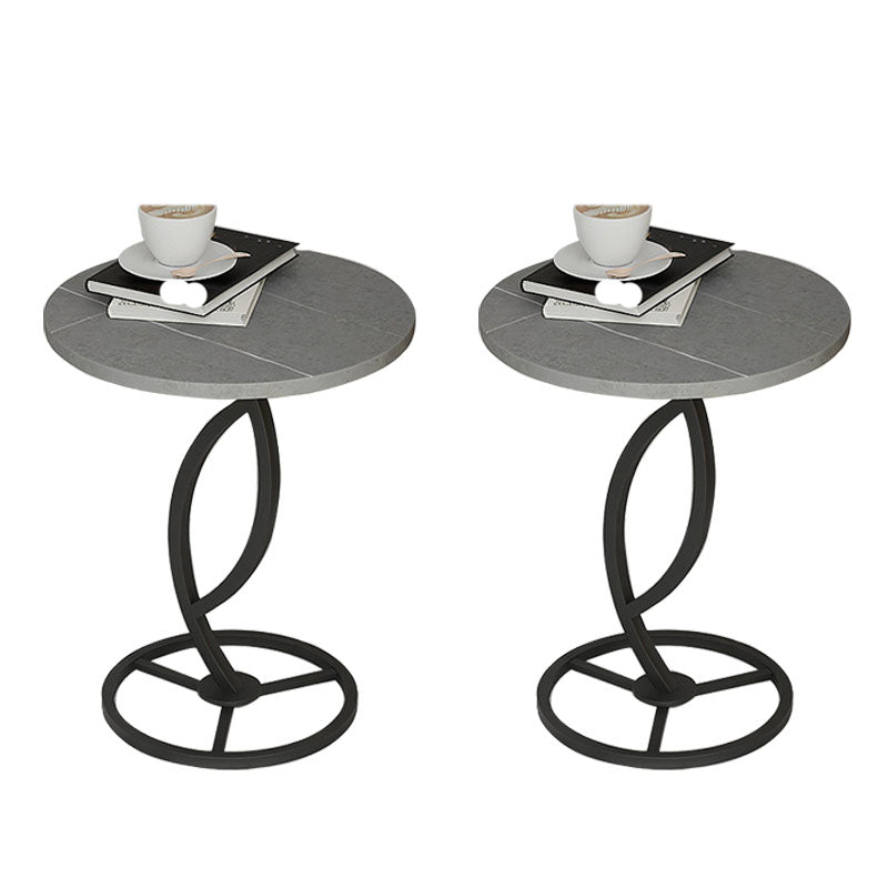 Round Slate Side Table Modern Minimalist Side Table for Living Room