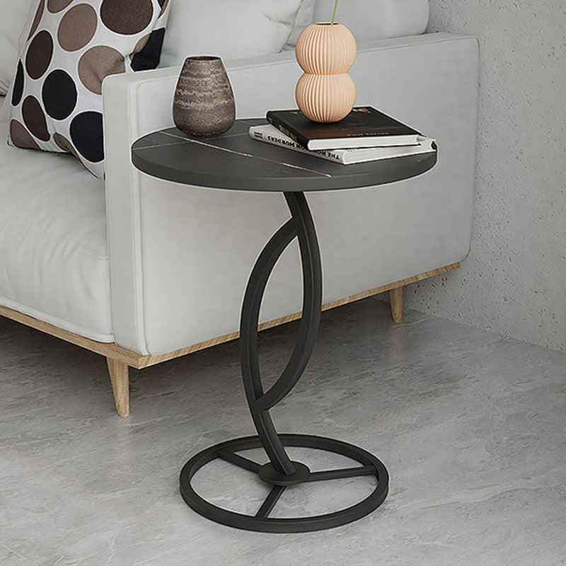 Round Slate Side Table Modern Minimalist Side Table for Living Room