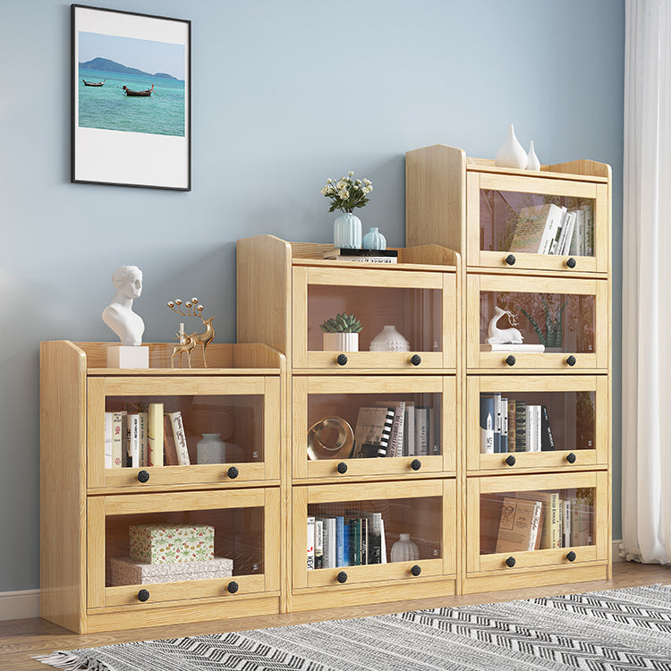 11.8" W Closed Storage Bookcase Modern Wooden Bookshelf with Glass Doors