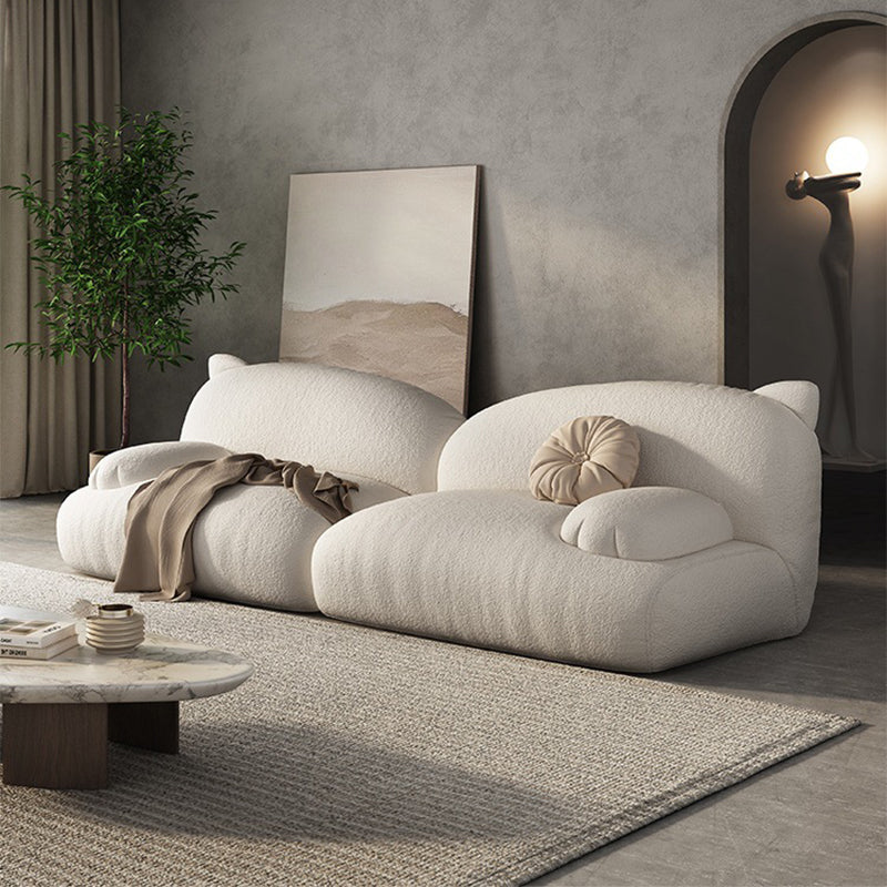 Modernism Cream Cat-Shaped Sofa Pillow Top Arm Wool Sofa - 39.37" D