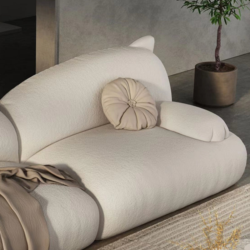 Modernism Cream Cat-Shaped Sofa Pillow Top Arm Wool Sofa - 39.37" D