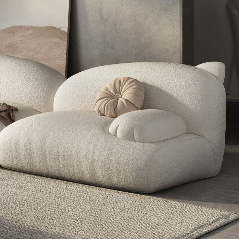 Modernism Cream Cat-Shaped Sofa Pillow Top Arm Wool Sofa - 39.37" D