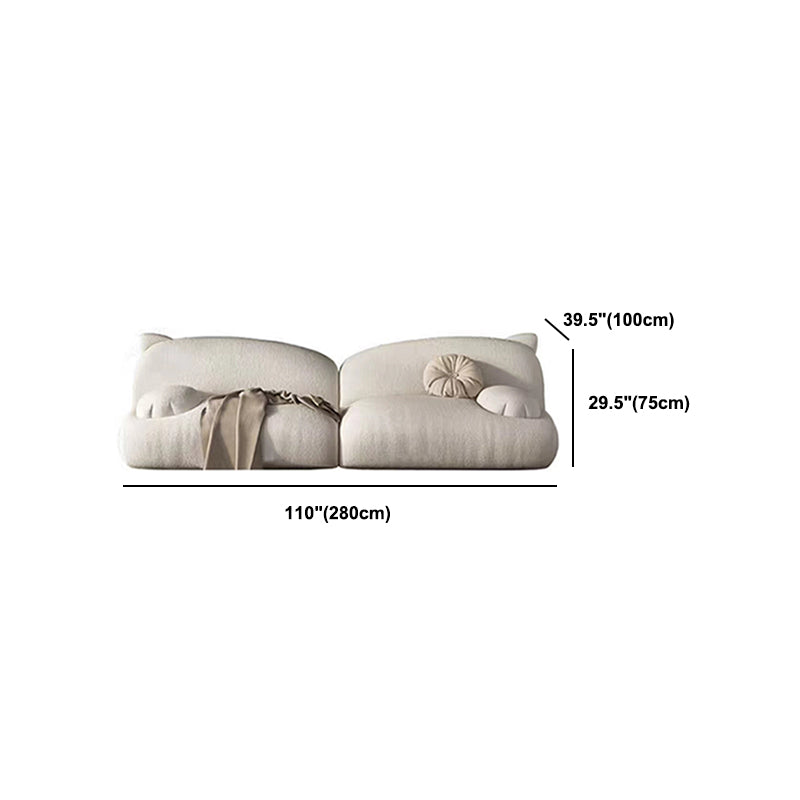 Modernism Cream Cat-Shaped Sofa Pillow Top Arm Wool Sofa - 39.37" D