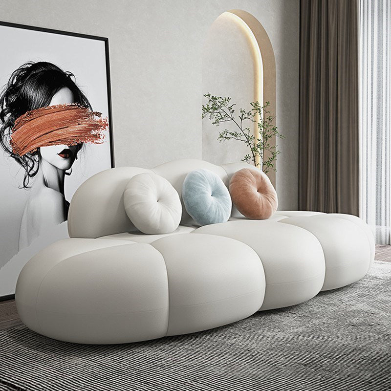 Contemporary Armless Curved Sofa Wool Sofa with Tight Back for Living Room