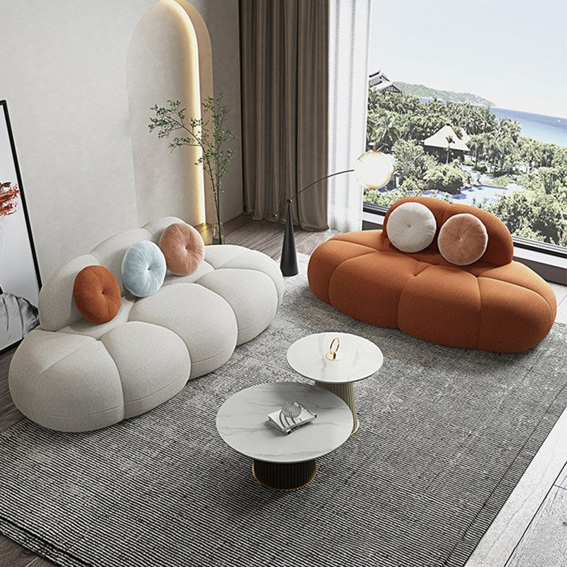 Contemporary Armless Curved Sofa Wool Sofa with Tight Back for Living Room