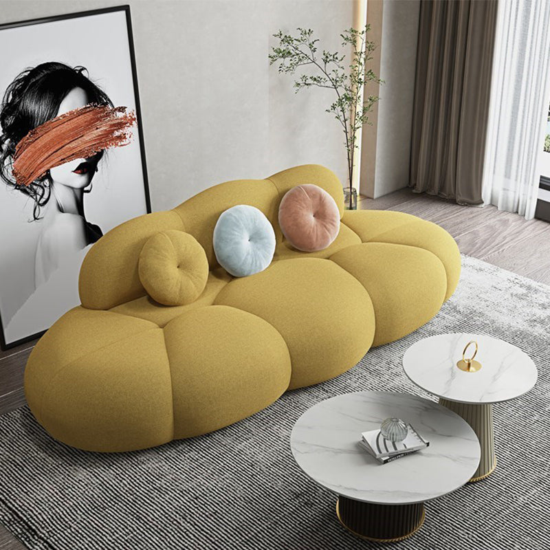 Contemporary Armless Curved Sofa Wool Sofa with Tight Back for Living Room