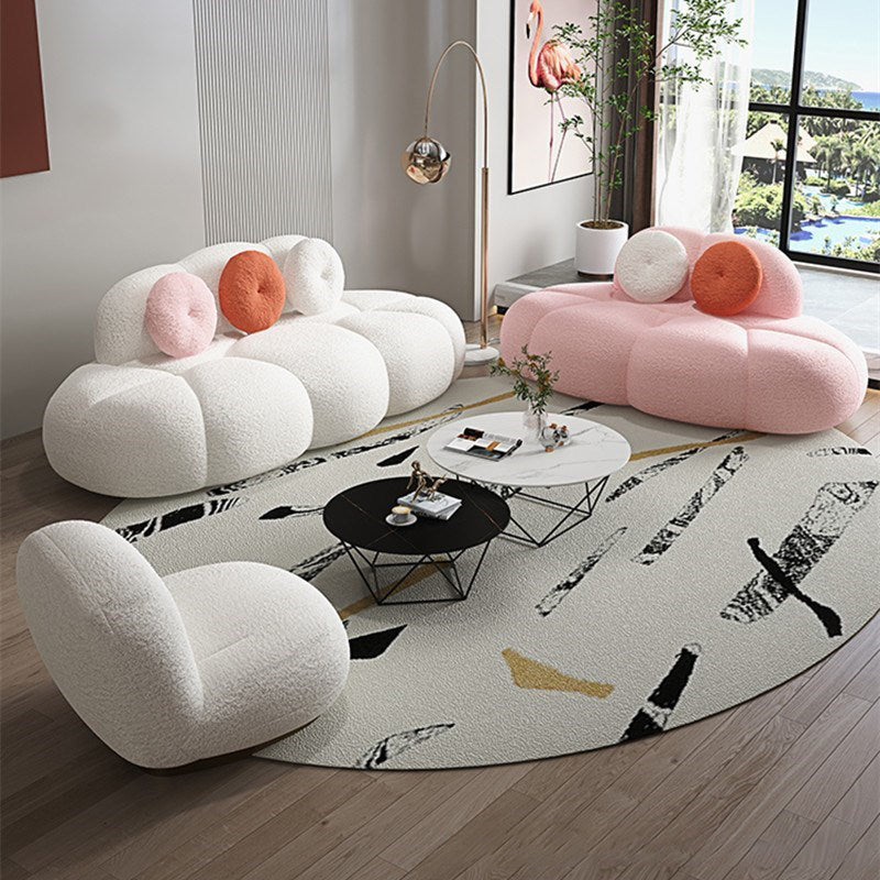 Contemporary Armless Curved Sofa Wool Sofa with Tight Back for Living Room