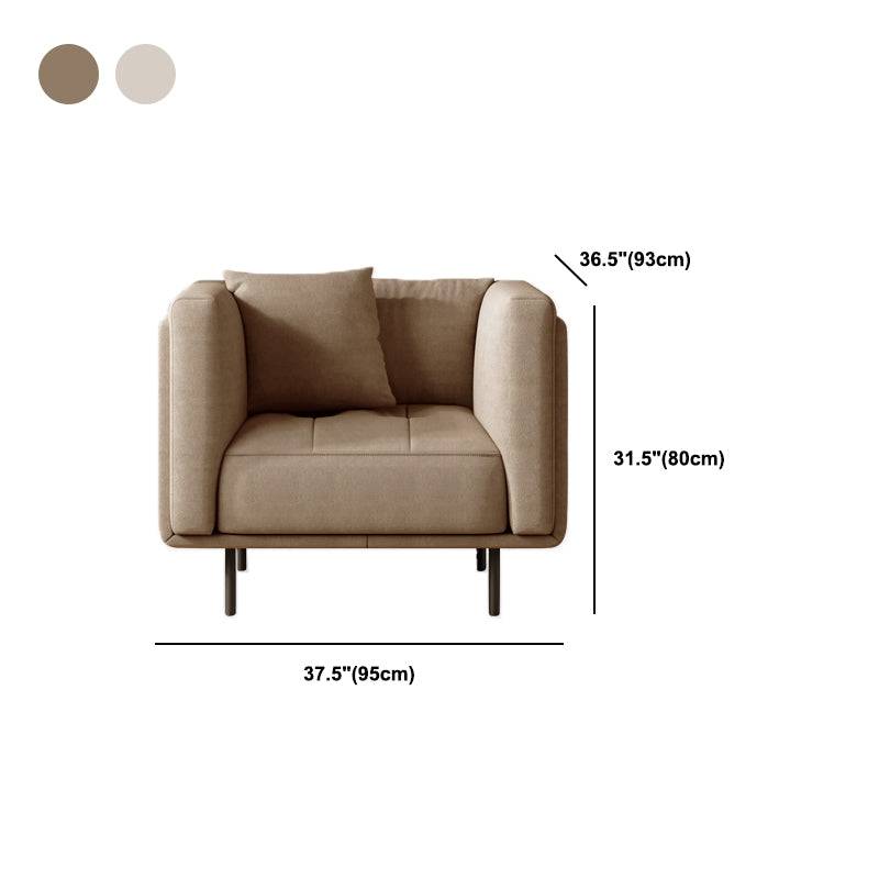 Contemporary Tuxedo Arm Cushions Sofa Faux Leather Standard Sofa with Pillows
