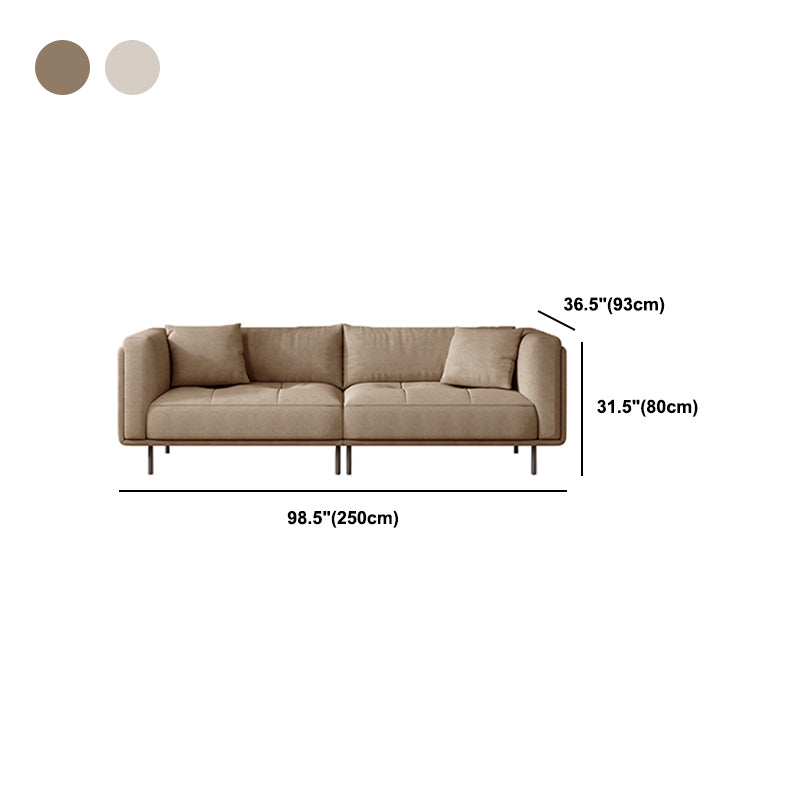 Contemporary Tuxedo Arm Cushions Sofa Faux Leather Standard Sofa with Pillows