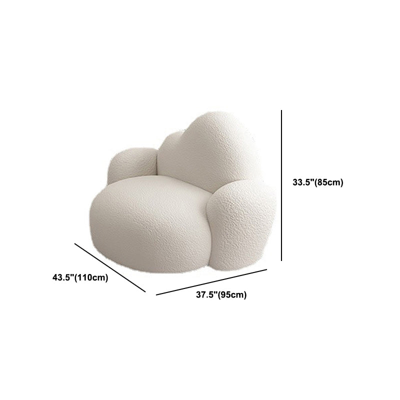 White Wool Curved Sofa Modern 37.40" High Square Arm Sofa for Apartment