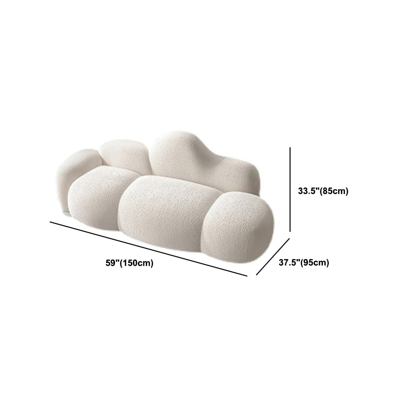 White Wool Curved Sofa Modern 37.40" High Square Arm Sofa for Apartment