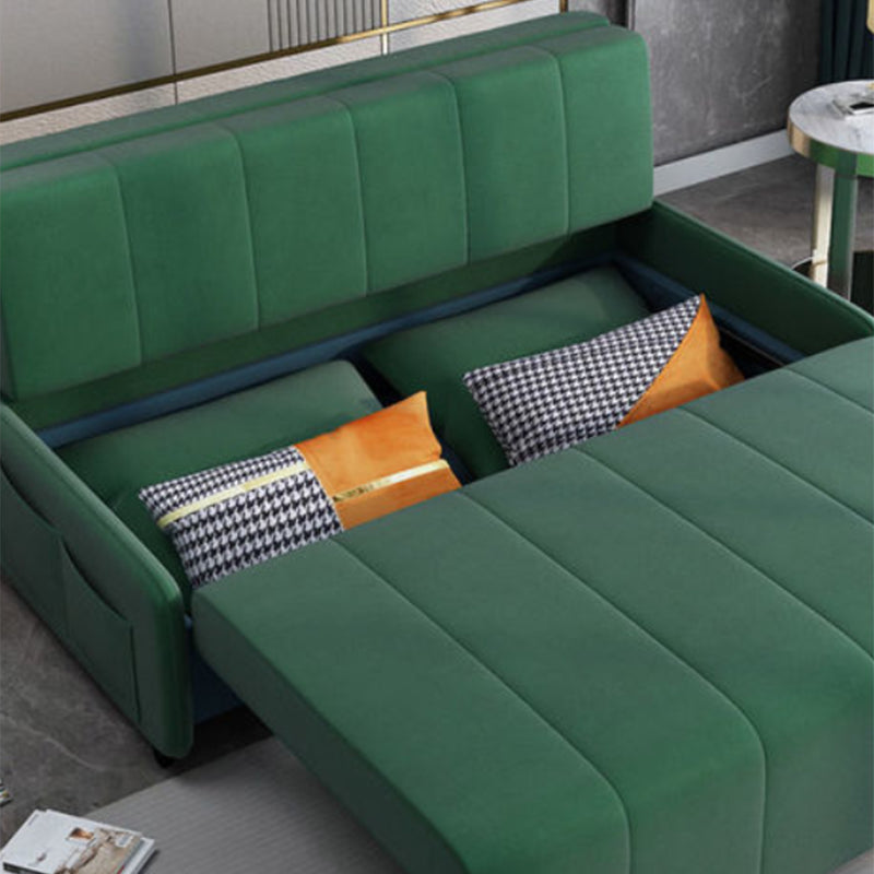 Faux Leather Sofa Bed with Storage Modern Dark Green Sofa with Pillows