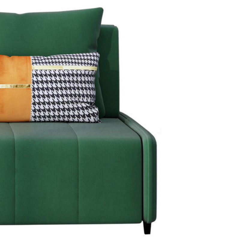 Faux Leather Sofa Bed with Storage Modern Dark Green Sofa with Pillows