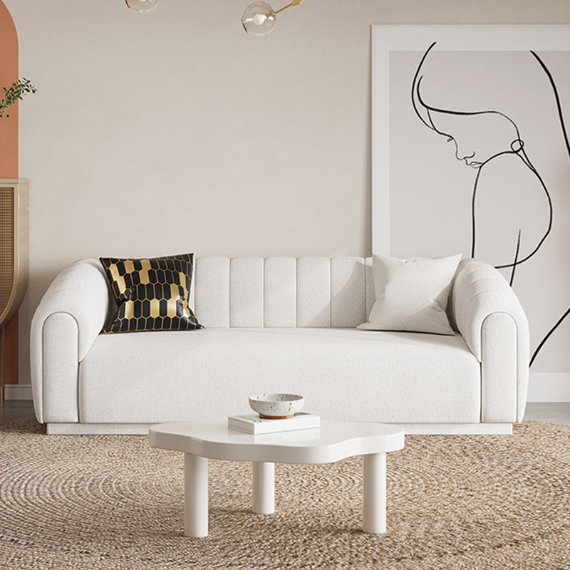 Contemporary Sewn Pillow Back Sofa Tuxedo Arm Wool Sofa - 2/3-Seater