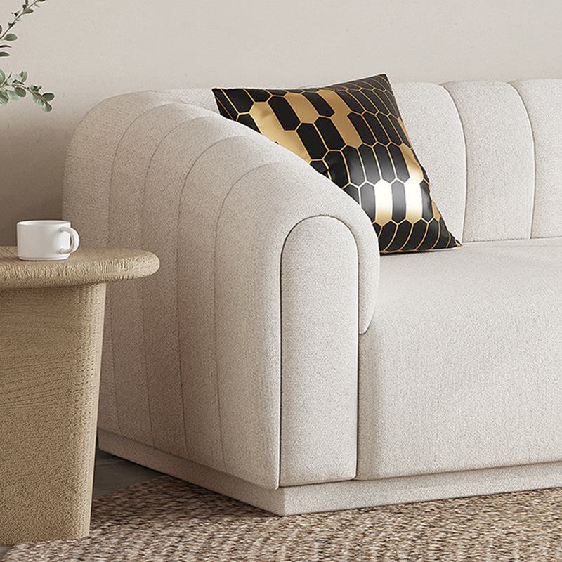 Contemporary Sewn Pillow Back Sofa Tuxedo Arm Wool Sofa - 2/3-Seater