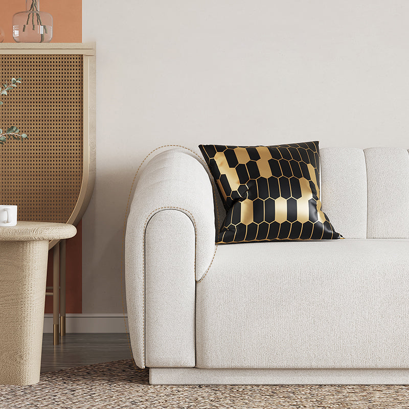 Contemporary Sewn Pillow Back Sofa Tuxedo Arm Wool Sofa - 2/3-Seater