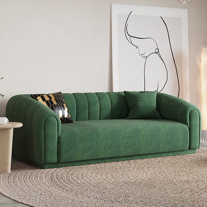 Contemporary Sewn Pillow Back Sofa Tuxedo Arm Wool Sofa - 2/3-Seater