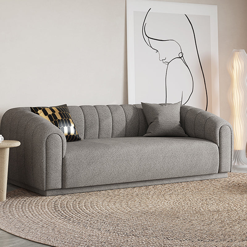 Contemporary Sewn Pillow Back Sofa Tuxedo Arm Wool Sofa - 2/3-Seater