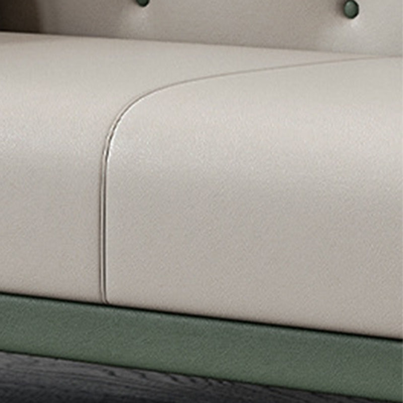 Faux Leather Tuxedo Arm Sofa Stain Resistant 3 Seater Sofa with Tufted Back