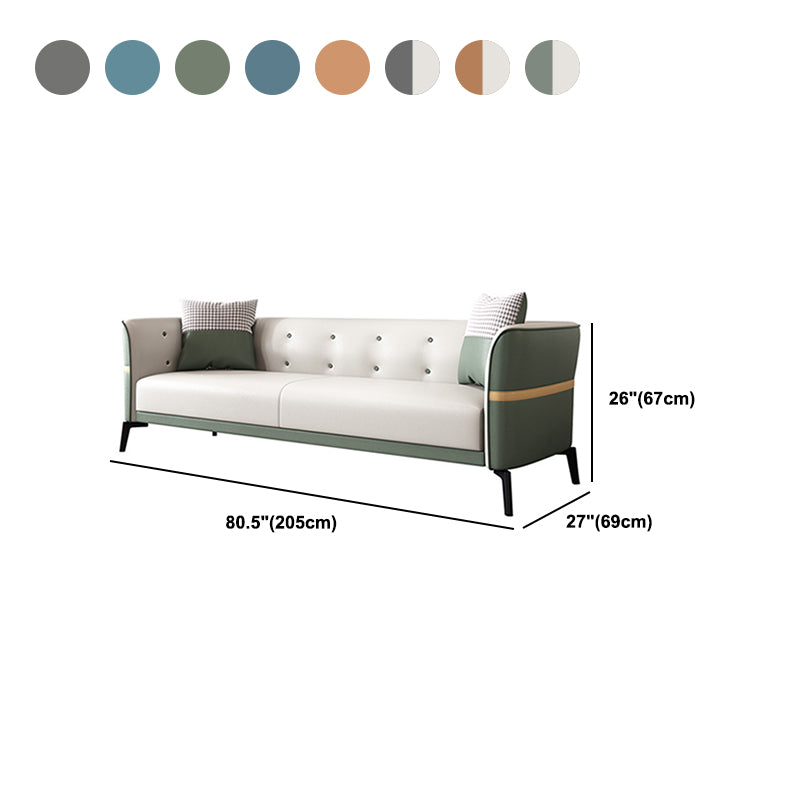 Faux Leather Tuxedo Arm Sofa Stain Resistant 3 Seater Sofa with Tufted Back