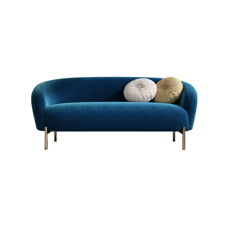 Velvet Modern Sloped Arm Sofa 29.92" H Tuxedo Arm Sofa with 2 Pillows