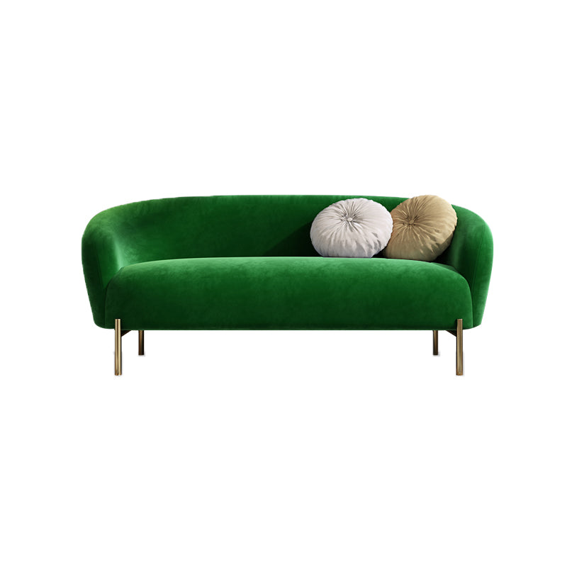 Velvet Modern Sloped Arm Sofa 29.92" H Tuxedo Arm Sofa with 2 Pillows