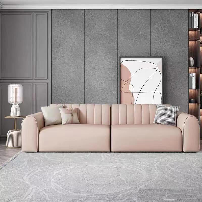 Sewn Pillow Back Standard Sofa 29.53" H Faux Leather Square Arm Sofa
