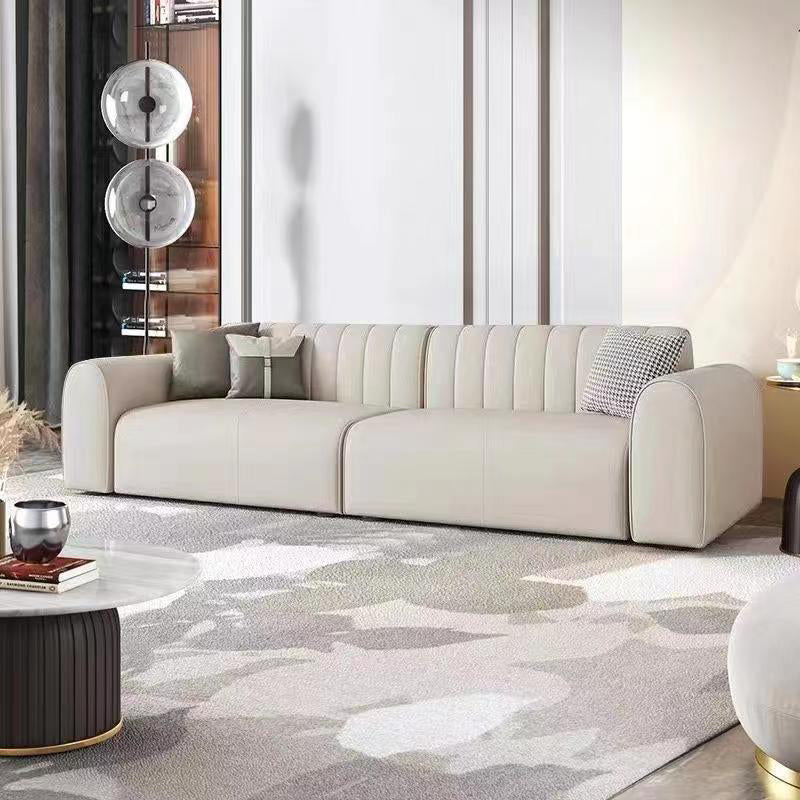 Sewn Pillow Back Standard Sofa 29.53" H Faux Leather Square Arm Sofa