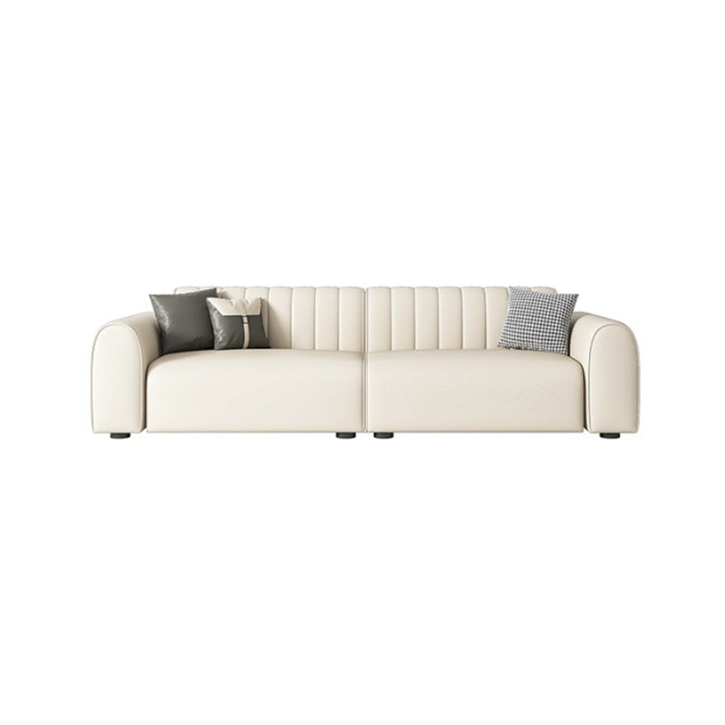 Sewn Pillow Back Standard Sofa 29.53" H Faux Leather Square Arm Sofa