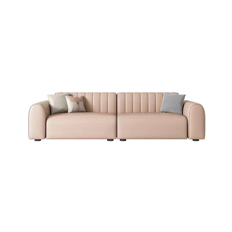Sewn Pillow Back Standard Sofa 29.53" H Faux Leather Square Arm Sofa