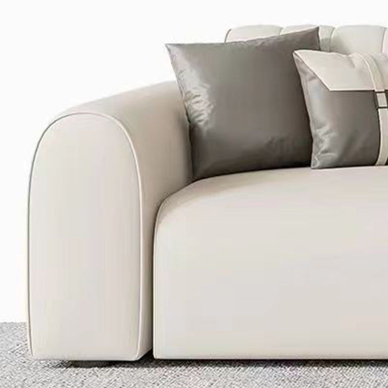 Sewn Pillow Back Standard Sofa 29.53" H Faux Leather Square Arm Sofa