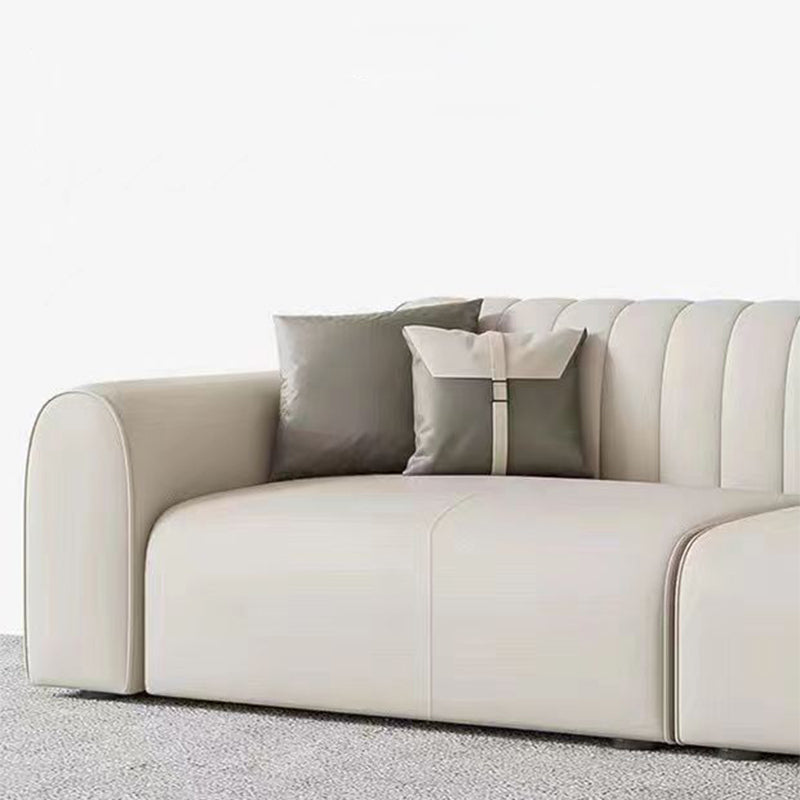 Sewn Pillow Back Standard Sofa 29.53" H Faux Leather Square Arm Sofa