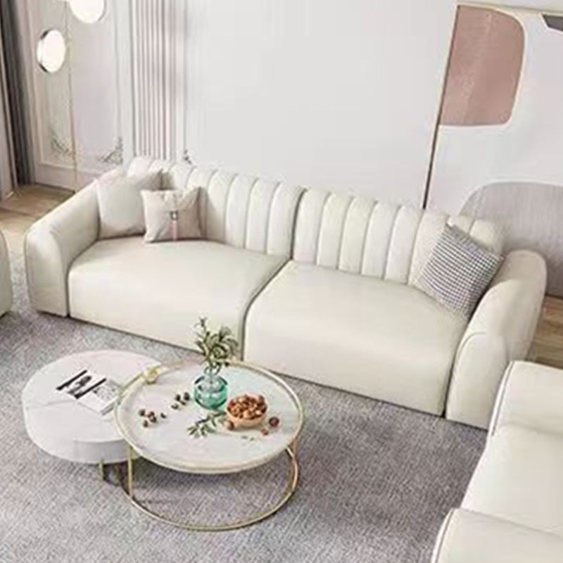 Sewn Pillow Back Standard Sofa 29.53" H Faux Leather Square Arm Sofa