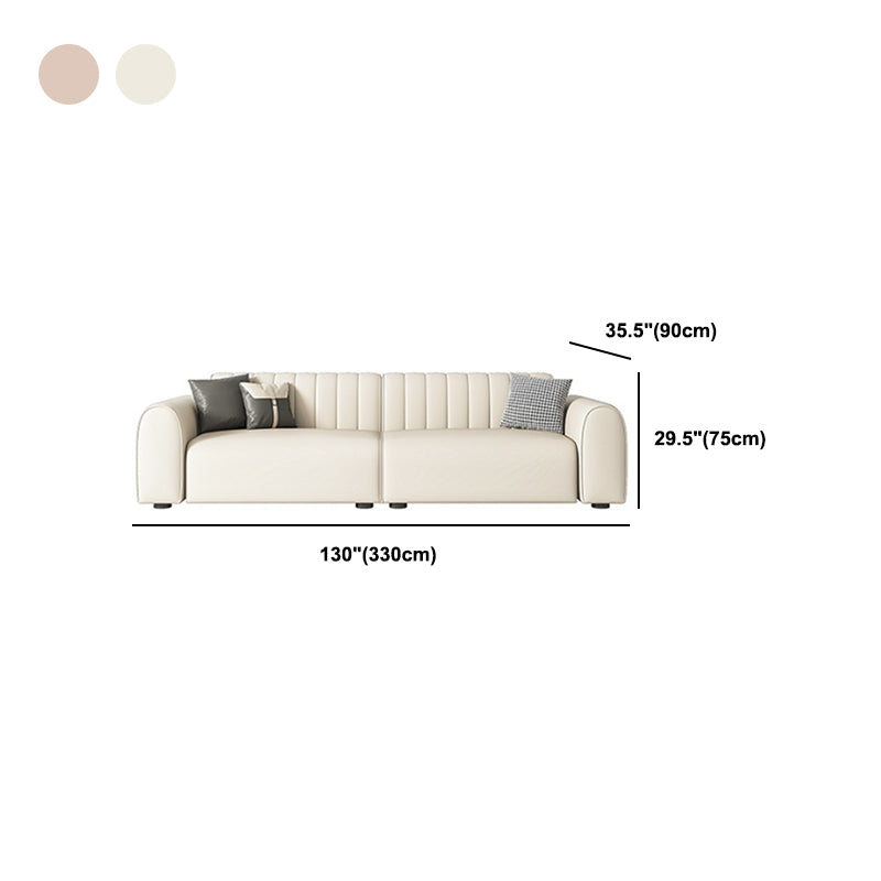 Sewn Pillow Back Standard Sofa 29.53" H Faux Leather Square Arm Sofa