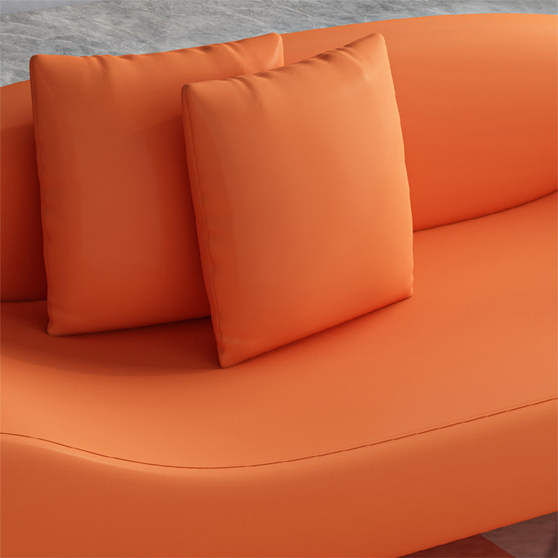 Faux Leather Armless Curved Sofa 27.55" Wide Contemporary Sofa, Stain Resistant
