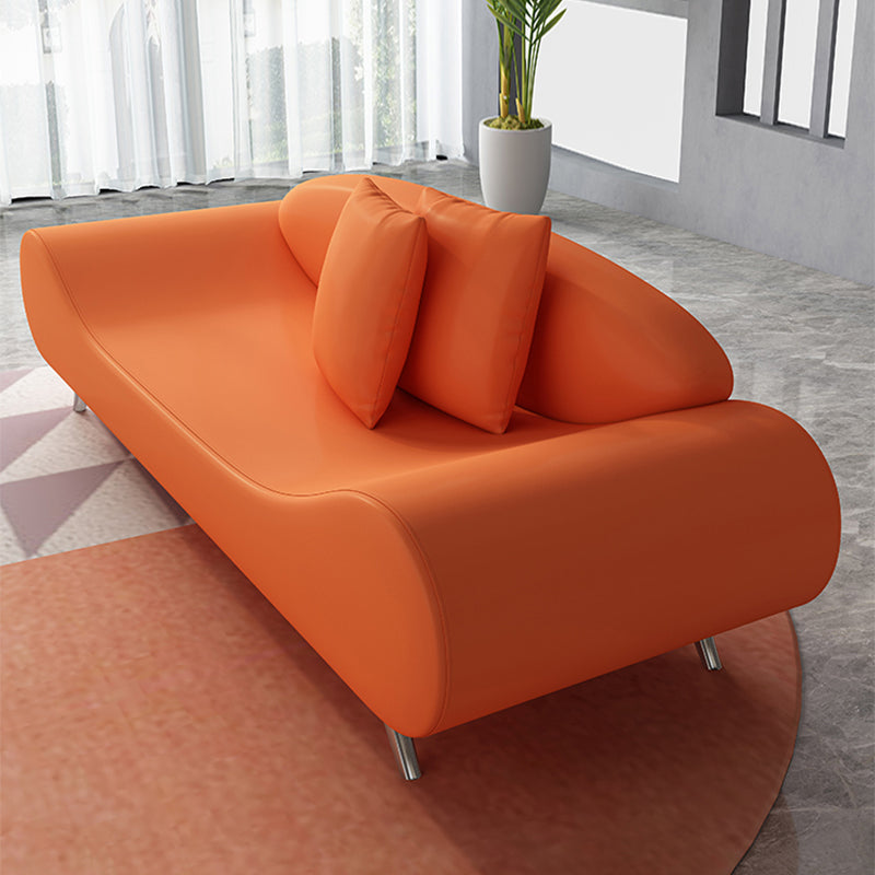 Faux Leather Armless Curved Sofa 27.55" Wide Contemporary Sofa, Stain Resistant