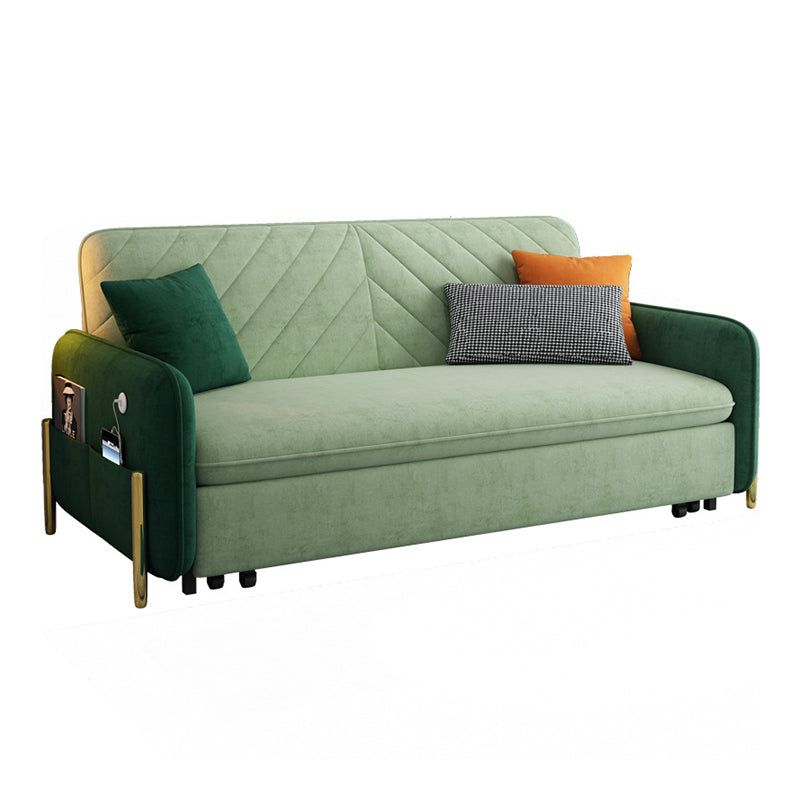 2/3-Seater Modern Sofa in Green Square Arm Sofa Bed with Storage