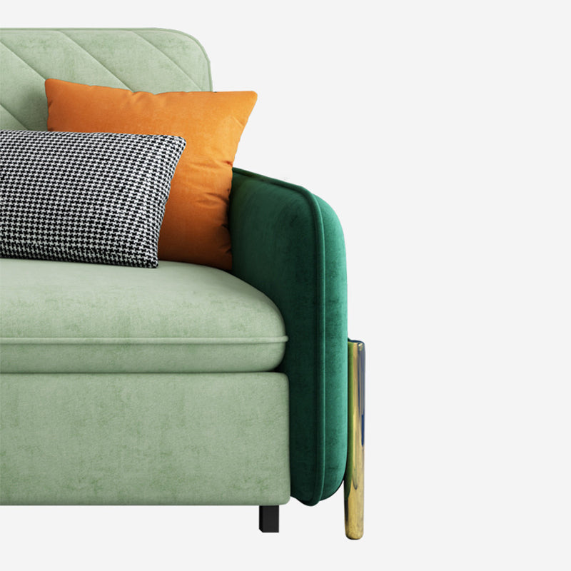 2/3-Seater Modern Sofa in Green Square Arm Sofa Bed with Storage