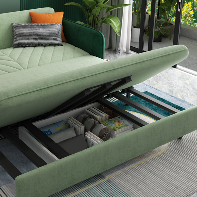 2/3-Seater Modern Sofa in Green Square Arm Sofa Bed with Storage