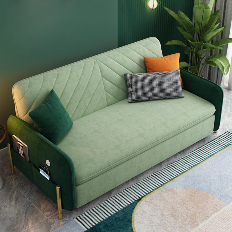 2/3-Seater Modern Sofa in Green Square Arm Sofa Bed with Storage