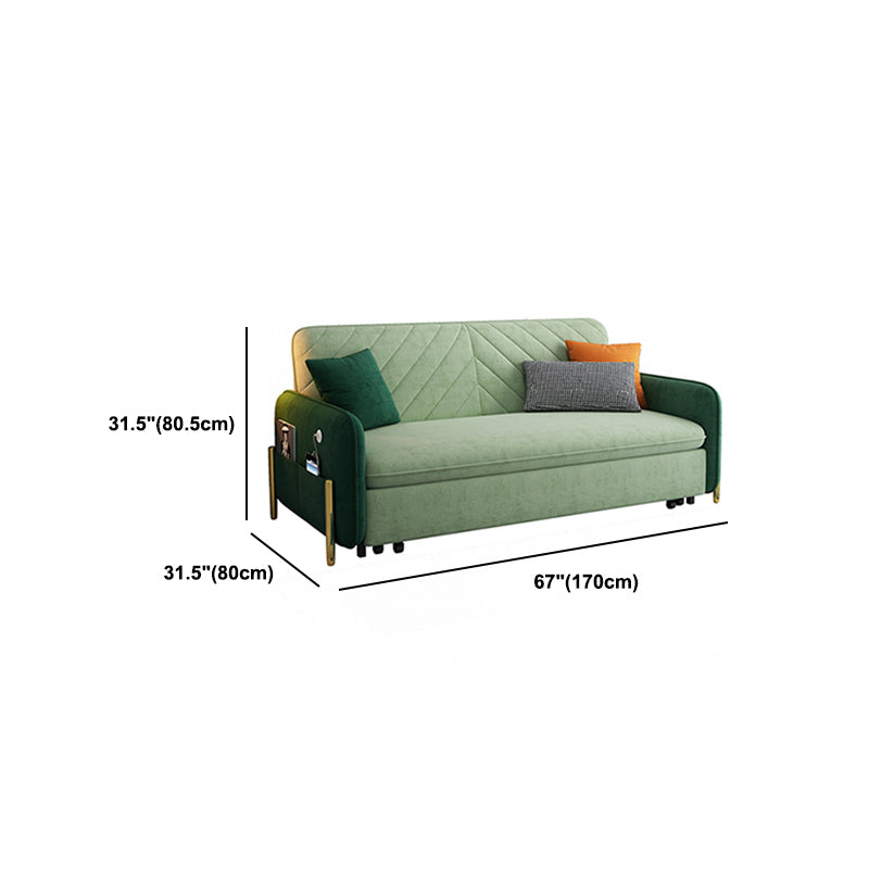 2/3-Seater Modern Sofa in Green Square Arm Sofa Bed with Storage