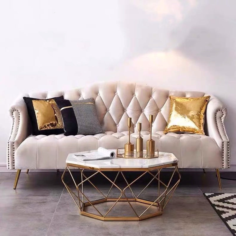 Velvet Sofa Contemporary Rolled Arm Sofa 37.40" High for Apartment