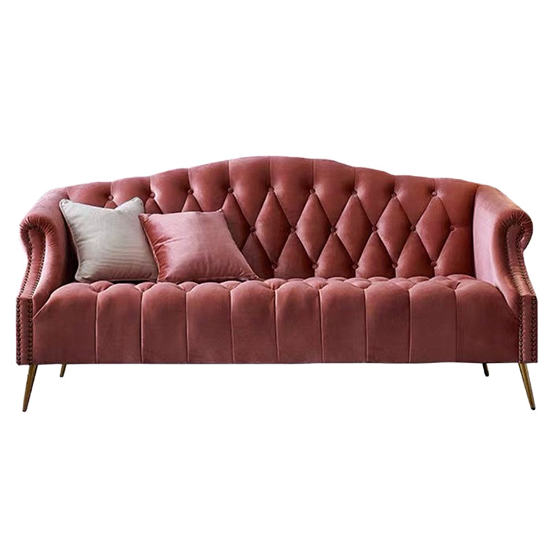 Velvet Sofa Contemporary Rolled Arm Sofa 37.40" High for Apartment