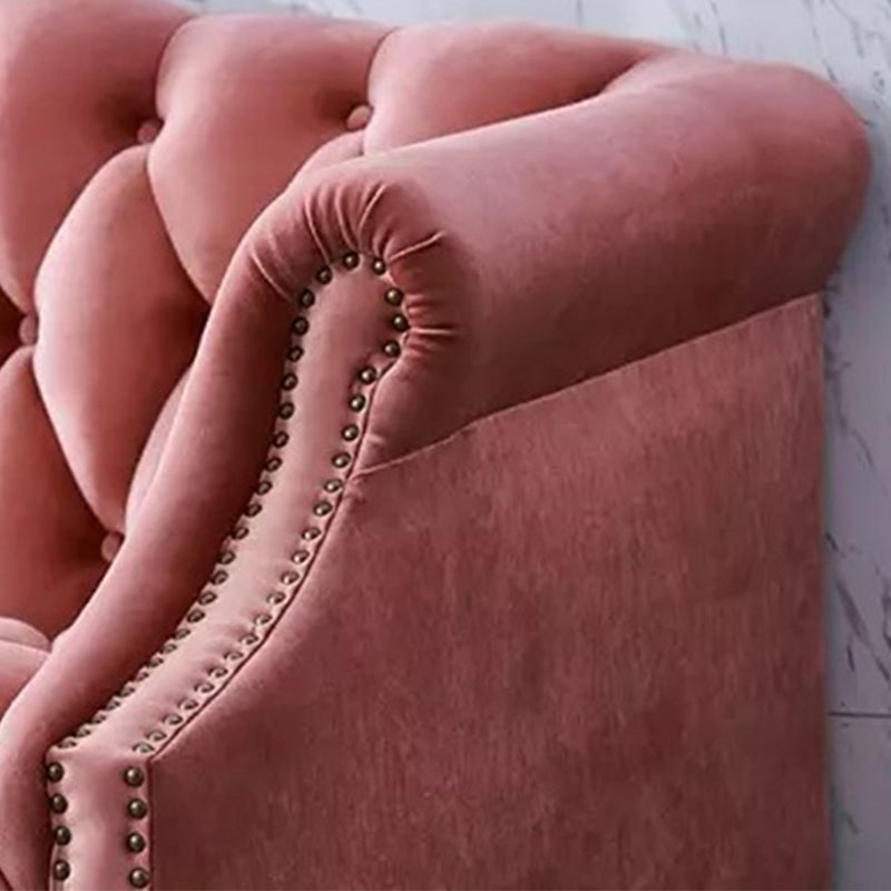 Velvet Sofa Contemporary Rolled Arm Sofa 37.40" High for Apartment