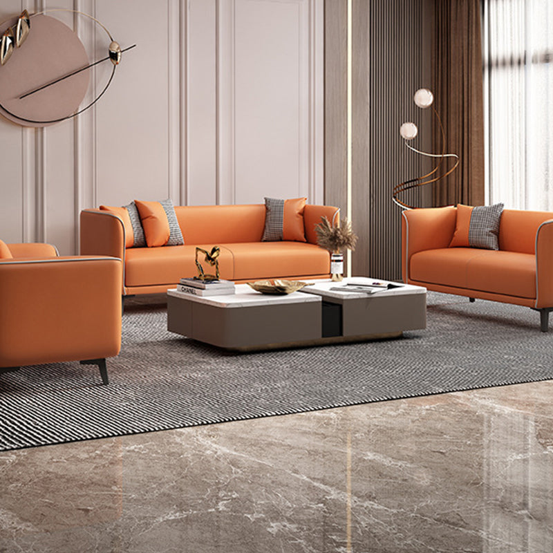 Tuxedo Arm Standard Sofa 25.98" H Modern Style Single Cushion Faux Leather Sofa
