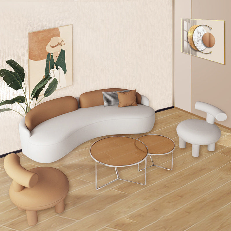 28.34" Wide Faux Leather Curved Sofa Contemporary Armless Sofa for Living Room