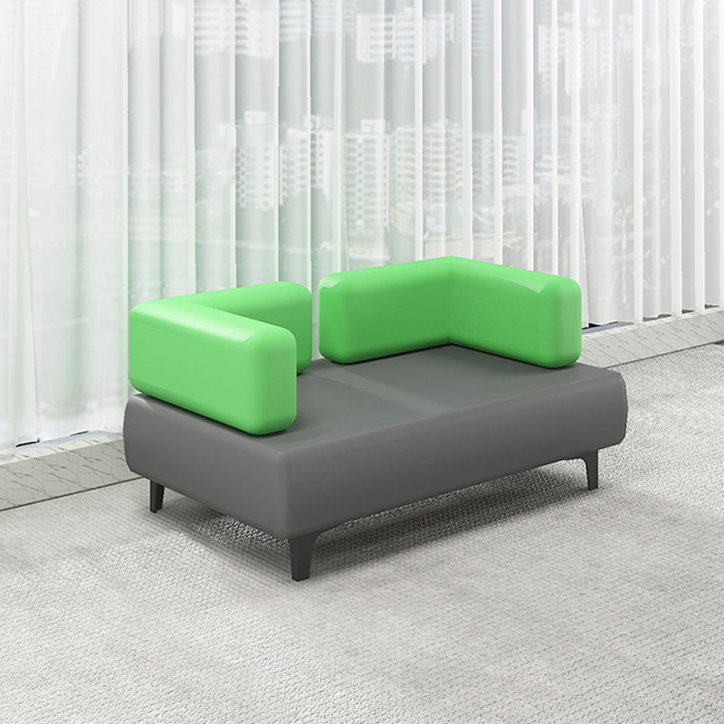 29.53" H Faux Leather Sofa Contemporary Tuxedo Arm Sofa in Gray