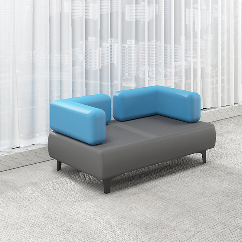 29.53" H Faux Leather Sofa Contemporary Tuxedo Arm Sofa in Gray