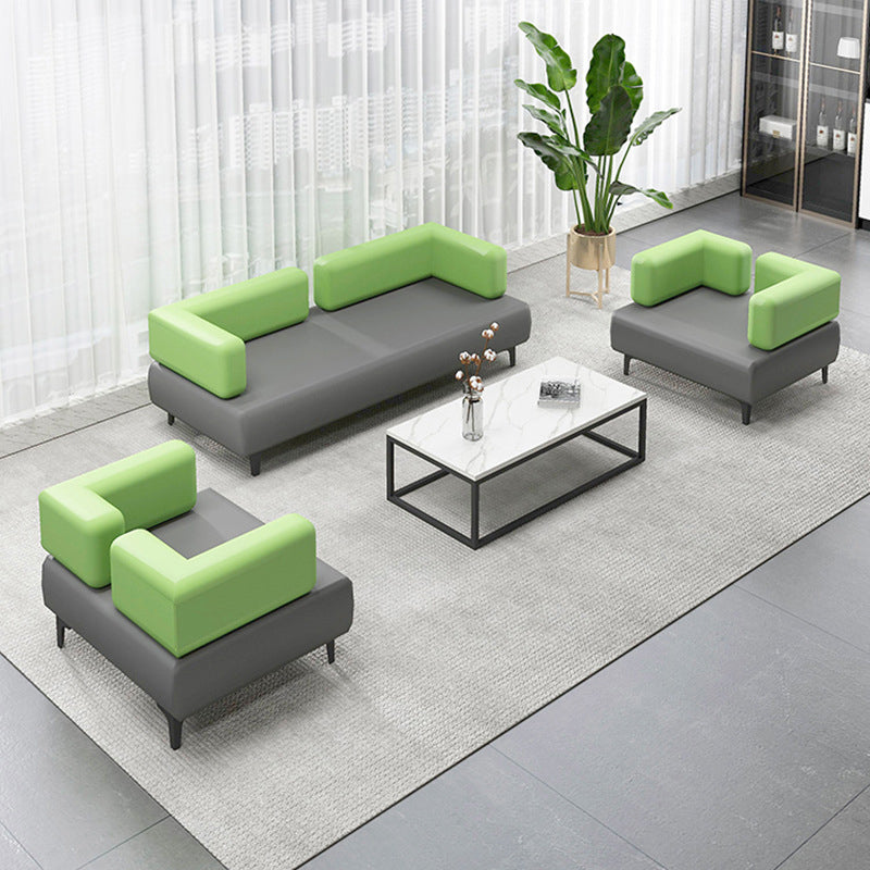 29.53" H Faux Leather Sofa Contemporary Tuxedo Arm Sofa in Gray